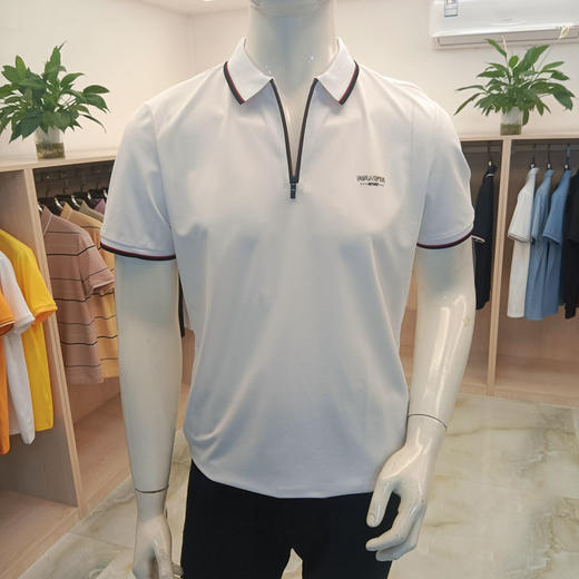 男士POLO衫短袖潮牌保罗衫修身商务翻领T恤带拉链领口上衣  T216030* 商品图0