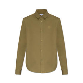 KENZO 高田贤三 男士棉质小虎头刺绣徽标翻领长袖衬衫 军绿色 FC55 CH400 1LH 49
