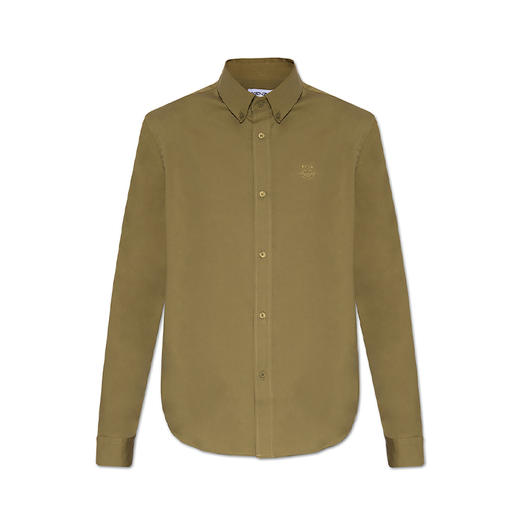 KENZO 高田贤三 男士棉质小虎头刺绣徽标翻领长袖衬衫 军绿色 FC55 CH400 1LH 49 商品图0