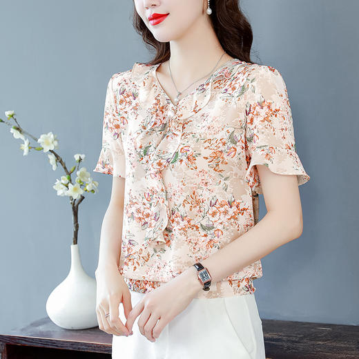 2022年夏季新款超仙上衣减龄碎花雪纺衬衫 YX9982 商品图4