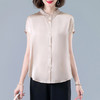 QLHK7Q21822 夏装洋气桑蚕丝上衣中年女装真丝短袖衬衫中老年夏季时尚 商品缩略图1
