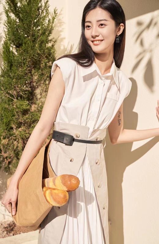 假两件百褶衬衫连衣裙 商品图0