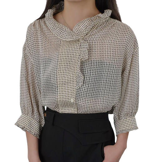 oldcolour夏法式气质温柔木耳边领点点衬衫N22012266 商品图4