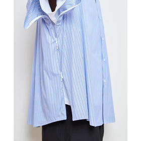 is-ness SLEEVE SHIRT THOMAS MASON面料 侧开拉链廓形短袖衬衫