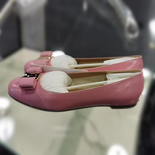 FERRAGAMO 菲拉格慕 女士牛皮蝴蝶结平底皮鞋 粉色 752454 商品图0