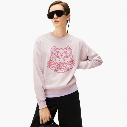 KENZO 高田贤三 女士棉质抽象大虎头印花长袖卫衣 粉色 FC52 SW846 4ML 33 商品图1