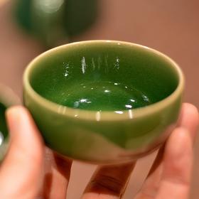 华宁陶绿釉碗杯