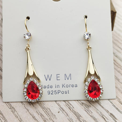 JU-D16韩国气质优雅蓝色水晶耳环女长款流苏耳钩水滴型耳坠简约秋冬耳饰 商品图7