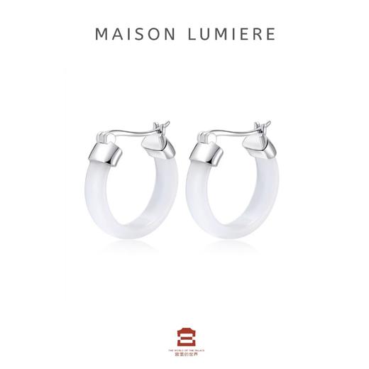 钢筋玉骨白玛瑙耳环-银 商品图0