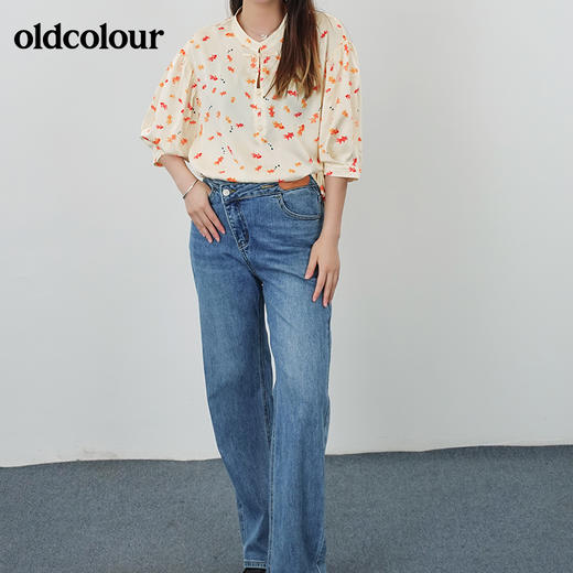 oldcolour2021夏宽松休闲上衣百搭复古花色旗袍衬衫N22011297 商品图0