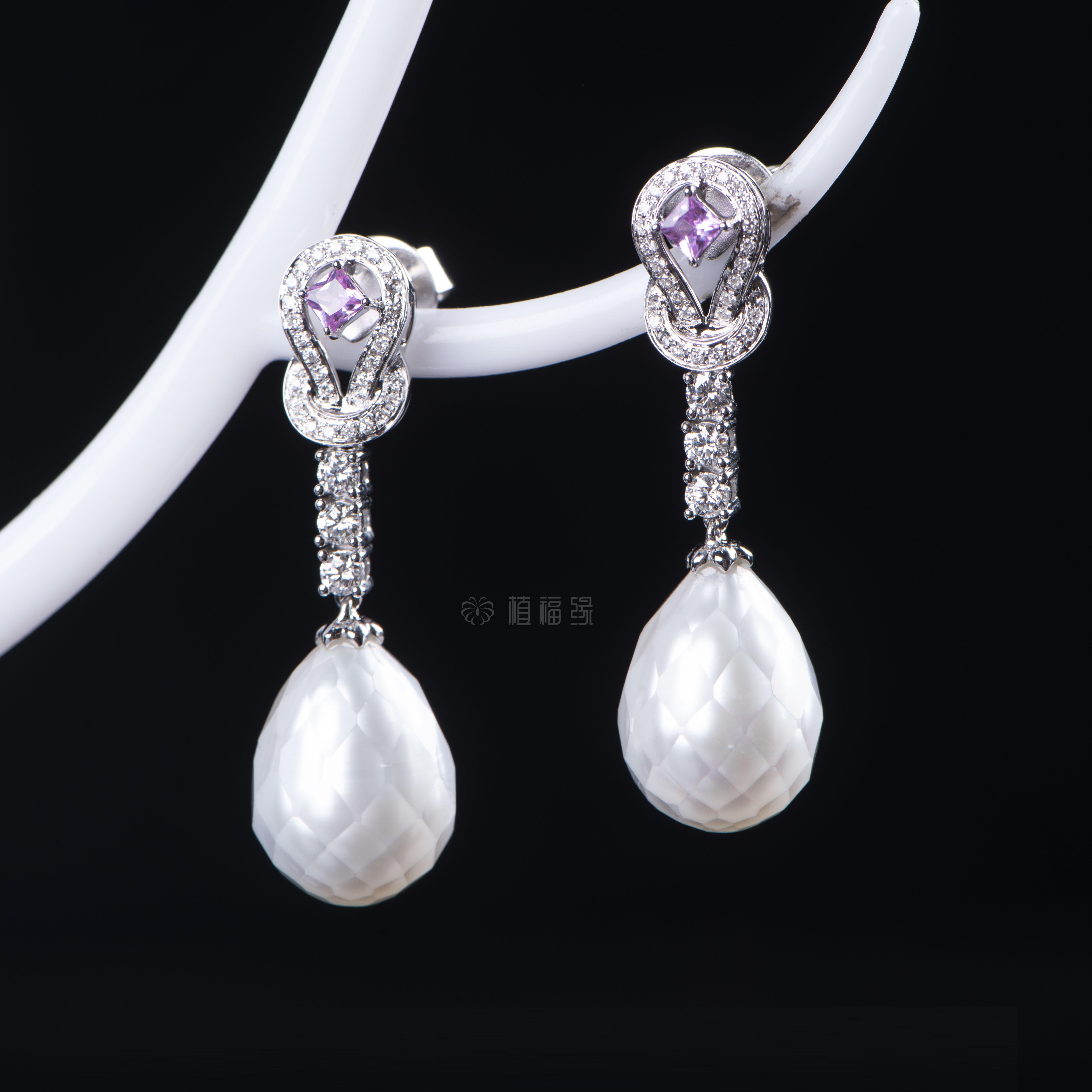 【佳音】刻面白珠耳坠-ZZ12202029