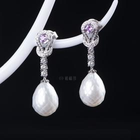 【佳音】刻面白珠耳坠-ZZ12202029