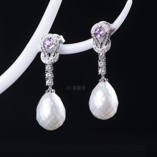 【佳音】刻面白珠耳坠-ZZ12202029 商品图0