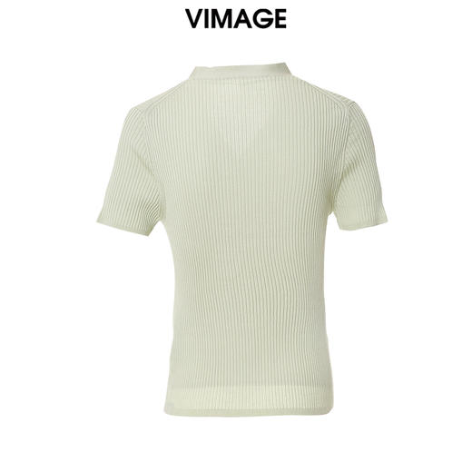 VIMAGE/纬漫纪夏季新款时尚百搭纯色V领套头针织衫女上衣V1701319 商品图4