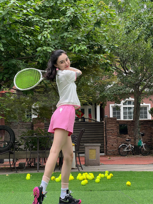 粉红少女网球减龄Polo衫和短裤 商品图0