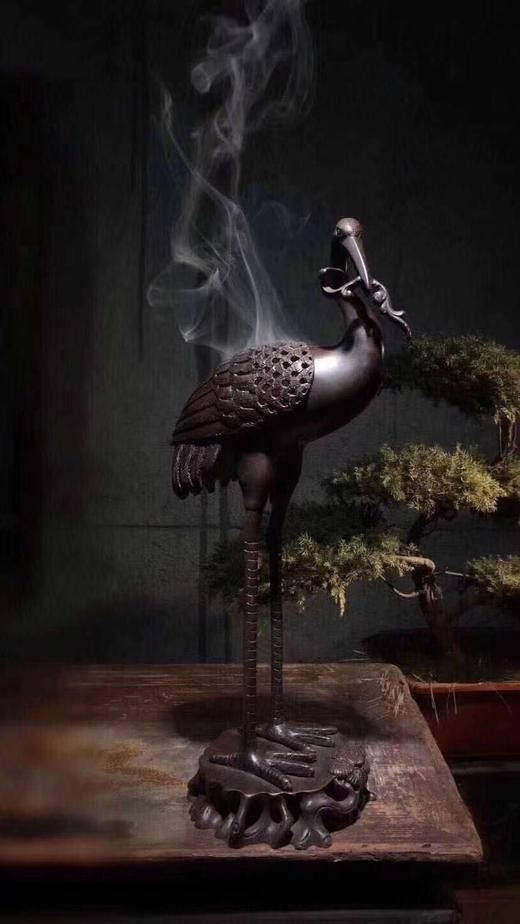 衔芝瑞鹤香炉一对（送鹅梨帐中香一盒） 商品图1