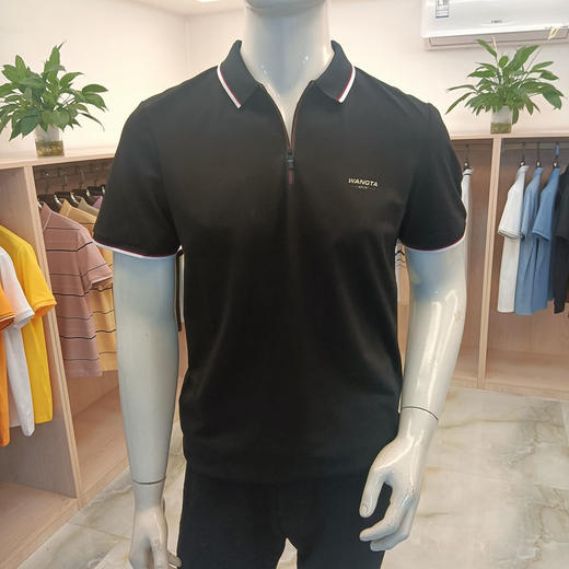 男士POLO衫短袖潮牌保罗衫修身商务翻领T恤带拉链领口上衣  T216030* 商品图1