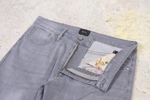 Z亚 夏季薄款 灰色水洗磨白做旧 后兜黑皮标 牛仔裤 Z-9166 商品图9