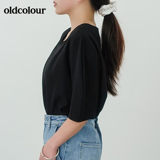 oldcolour2021夏方领纯色宽松休闲百搭气质短袖衬衫N22011403 商品图1