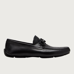 FERRAGAMO 菲拉格慕 男士小牛皮带 GANCINI 装饰皮鞋 黑色 740689