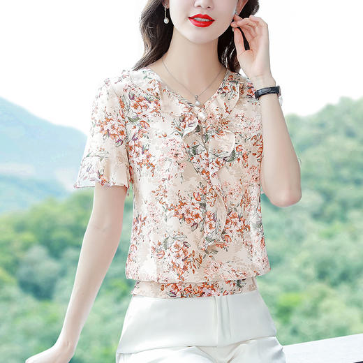 2022年夏季新款超仙上衣减龄碎花雪纺衬衫 YX9982 商品图2