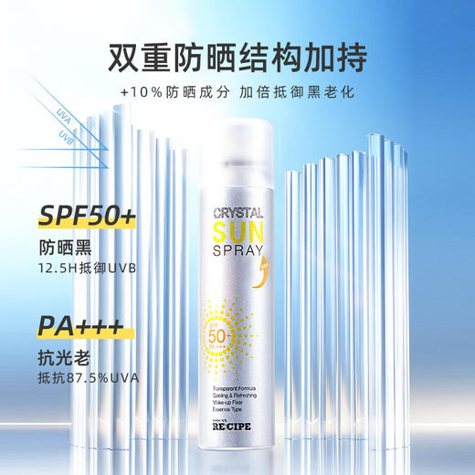 玥之秘水晶防晒喷雾 180ml  SPF50+ 无色透明防水防汗面部脖子身体美肤白防晒霜乳户外 商品图1