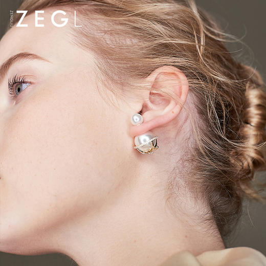 仿珍珠个性前后大小双面耳钉女气质韩国耳饰耳坠简约百搭ins耳环 商品图1
