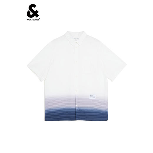 JackJones杰克琼斯商务休闲个性渐变扎染泡泡纱舒适纯棉短袖衬衫222204033 A06雪白 商品图3