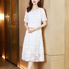 短袖薄款，刺绣V领气质减龄中长款真丝连衣裙KQN-75609 商品缩略图0