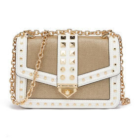 MICHAEL KORS 迈克科尔斯 mk女包 女士SOHO系列金属铆钉链条单肩斜挎包 白色 30T1G1SL5K