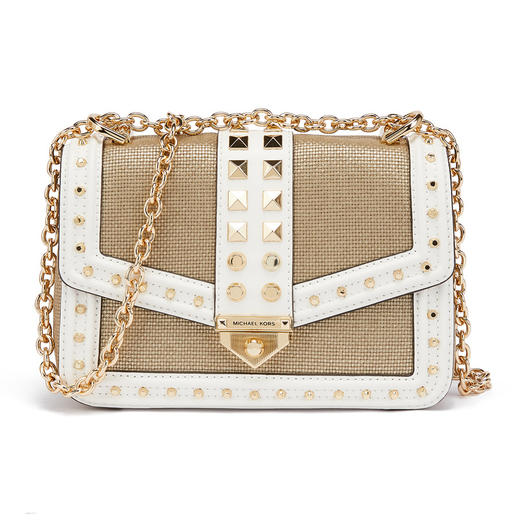 MICHAEL KORS 迈克科尔斯 mk女包 女士SOHO系列金属铆钉链条单肩斜挎包 白色 30T1G1SL5K 商品图0