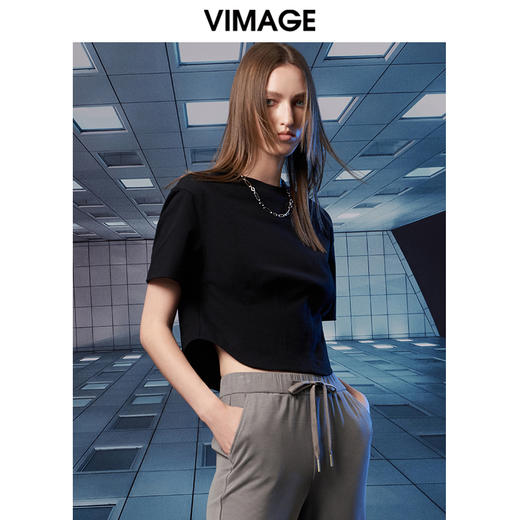 VIMAGE纬漫纪新款显瘦短款T恤上衣女V1802402 商品图8