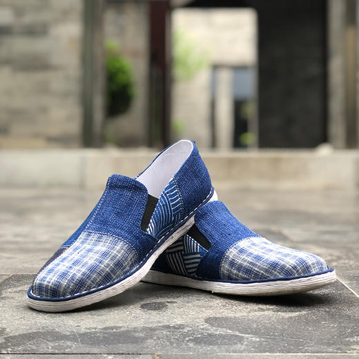 内联升男鞋手工单鞋千层底大内联升×崇明土布联名“沙洲松紧口布鞋”DN8523 商品图1