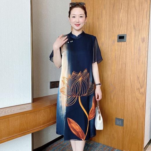 NP-TB676068842300 夏装气质短袖连衣裙中年女裙子中老年女装雪纺连衣裙 商品图0