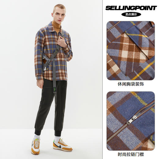 gxg jeans男装冬季大衣男冬季加厚短款呢子外套男潮气质大衣 商品图3