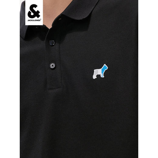JackJones杰克琼斯夏男商务休闲刺绣图案百搭POLO-SHIRT短袖衫222206087 E40黑色 商品图2