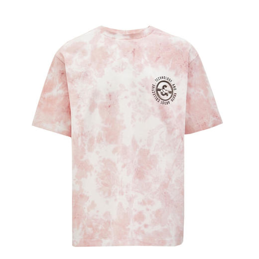 JackJones杰克琼斯夏休闲个性扎染字母印花纯棉宽松短袖T恤男士221301114 C16粉红色 商品图3