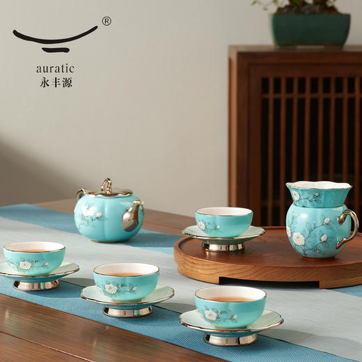 【国瓷·永丰源】手绘蓝12头茶具 陶瓷茶杯套装 轻奢礼品 商品图0