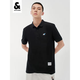 JackJones杰克琼斯夏男商务休闲刺绣图案百搭POLO-SHIRT短袖衫222206087 E40黑色