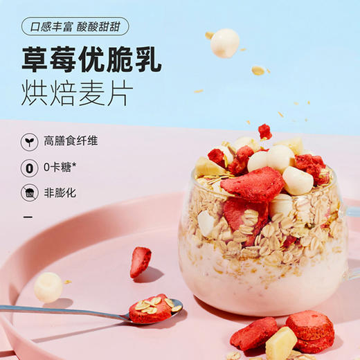 王饱饱燕麦片早餐即食冲饮水果坚果泡酸奶果粒-220g草莓优脆乳烤燕麦 商品图0
