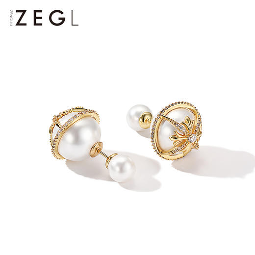 仿珍珠个性前后大小双面耳钉女气质韩国耳饰耳坠简约百搭ins耳环 商品图2