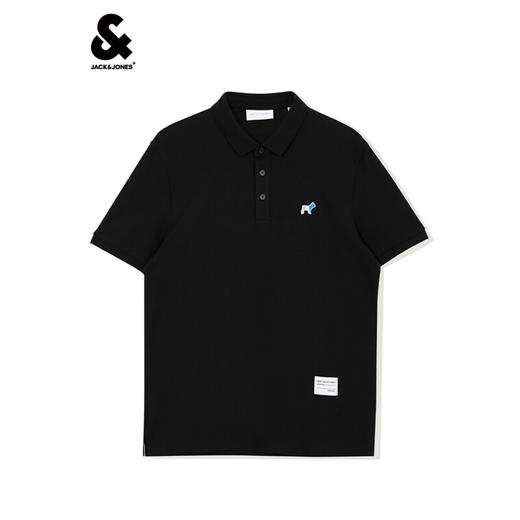 JackJones杰克琼斯夏男商务休闲刺绣图案百搭POLO-SHIRT短袖衫222206087 E40黑色 商品图3