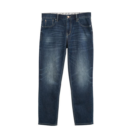 JackJones杰克琼斯春男士修身棉弹做旧猫须水洗牛仔九分裤222132035 F40中牛仔蓝 商品图3