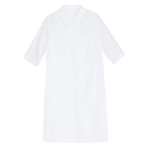 谜底短袖纯棉连衣裙2022夏款通勤H型显瘦珠片绣花中长裙222ML0682 商品图4