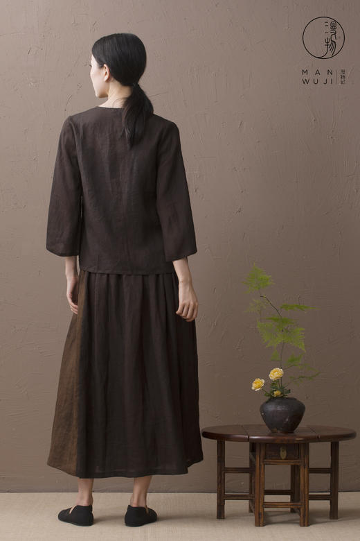 漫物记丝麻香云纱拼接半裙XYS-W274 商品图1