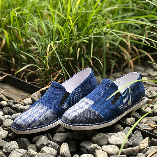 内联升男鞋手工单鞋千层底大内联升×崇明土布联名“沙洲松紧口布鞋”DN8523 商品图2