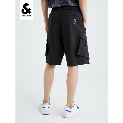 Jack&Jones杰克琼斯夏腰果花拼接拉链插袋插扣腰头宽松版型休闲短裤222215004 E40黑色 商品图1