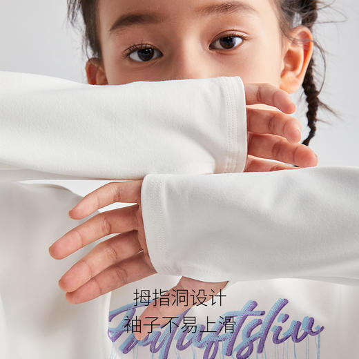 moodytiger女童长袖T恤2022秋新品圆领宽松运动长袖T恤| 泰加森林 M23210101 商品图2