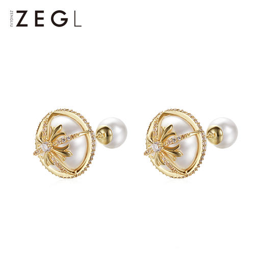 仿珍珠个性前后大小双面耳钉女气质韩国耳饰耳坠简约百搭ins耳环 商品图0