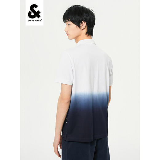 JackJones杰克琼斯夏男商务休闲渐变字母百搭短袖翻领POLO-SHIRT222206030 雪白色-A06 商品图1